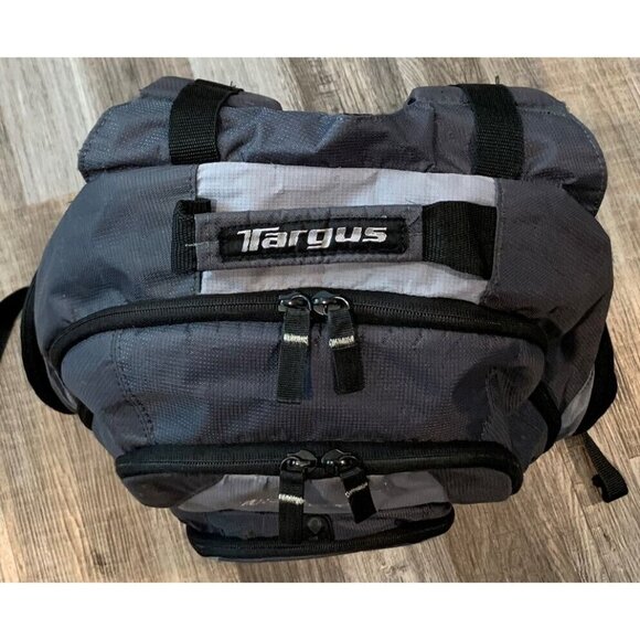 Targus Backpack Padded Computer Compartment 3 Mesh and 5 Zip Pockets Gray Black - Picture 3 of 14